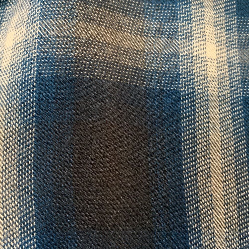 Sanctuary Teal and white Plaid Small Long sleeve blouse with tabs on shoulder - Picture 5 of 9